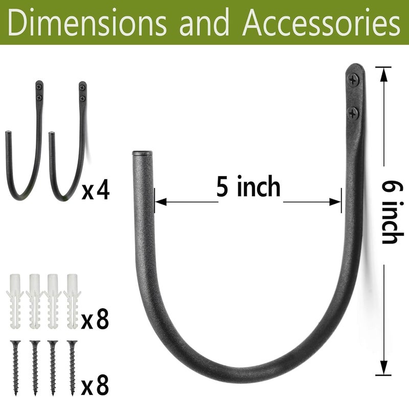 Lifyzoon Garden Hose Holders Mount: Wall Mount Garden Hose Hangers for Outside - 4 Pcs Rust-Proof Water Hose Racks Hanging Hooks for Outside Expandable Hose - Image 3